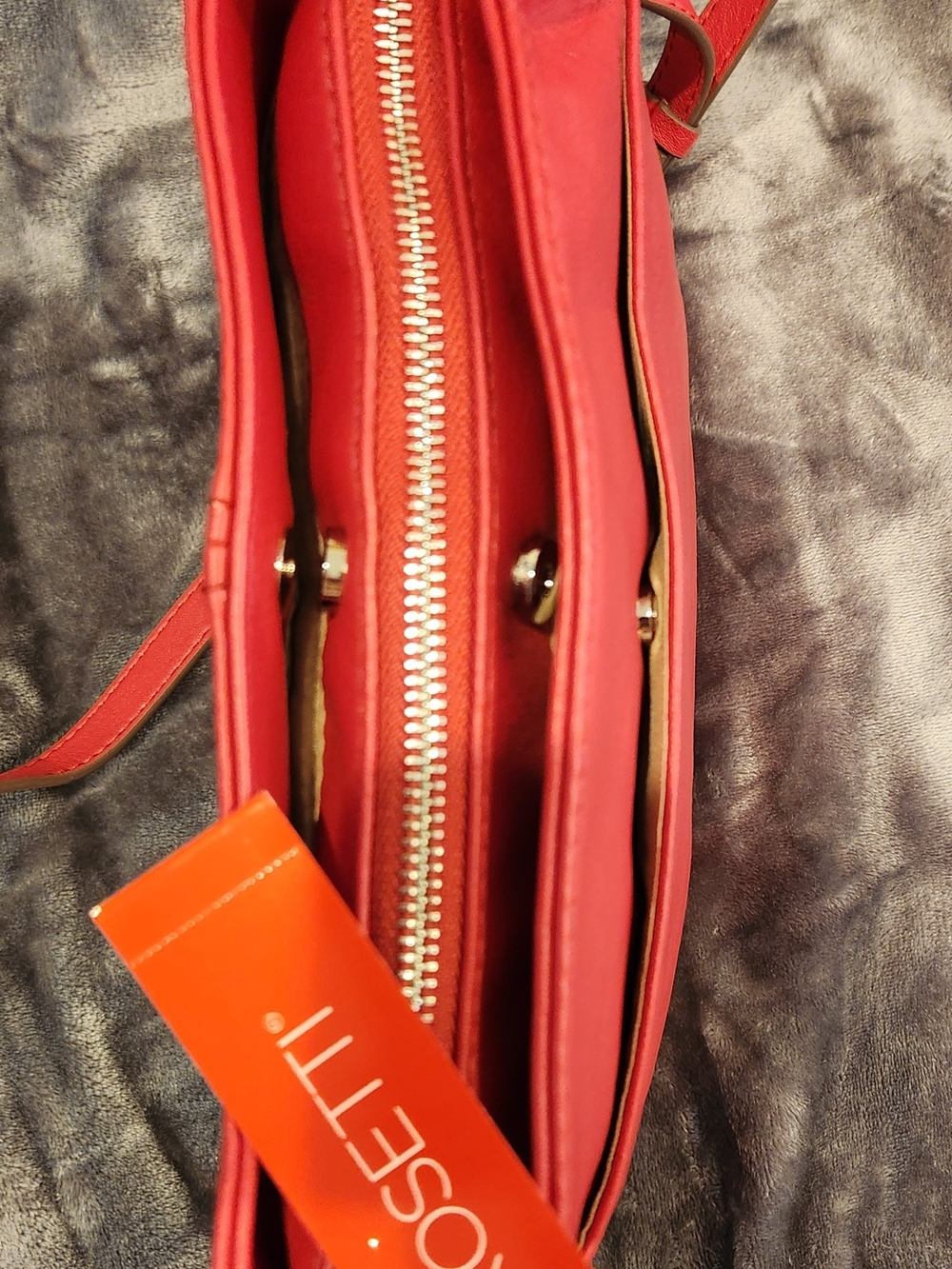 Rosetti Red Leather Crossbody with Front Zip and Tassel - Picture 5 of 7